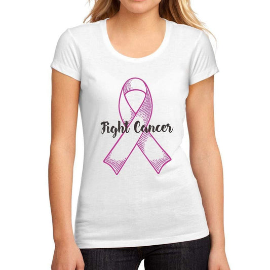 Femme Graphique Tee Shirt Fight Cancer Blanc