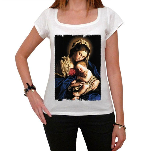 Mary Baby Jesus T-Shirt Femme,Blanc, t Shirt Femme,Cadeau
