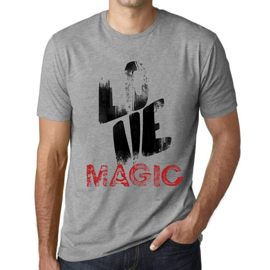 Ultrabasic - Homme T-Shirt Graphique Love Magic Gris Chiné