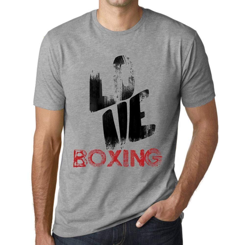 Ultrabasic - Homme T-Shirt Graphique Love Boxing Gris Chiné