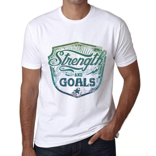 Homme T-Shirt Graphique Imprimé Vintage Tee Strength and Goals Blanc