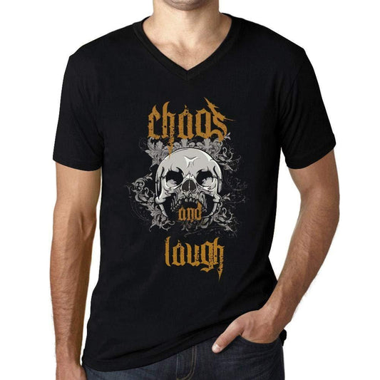 Ultrabasic - Homme Graphique Col V Tee Shirt Chaos and Laugh Noir Profond