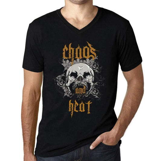 Ultrabasic - Homme Graphique Col V Tee Shirt Chaos and Heat Noir Profond