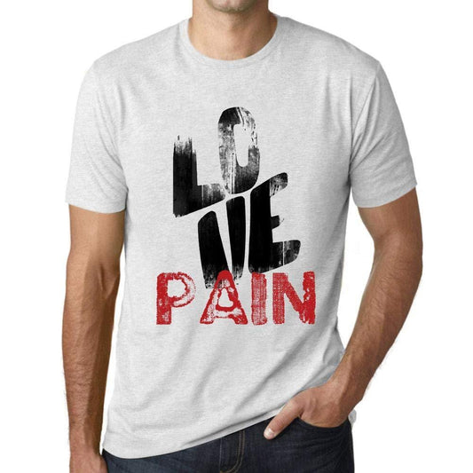 Ultrabasic - Homme T-Shirt Graphique Love Pain Blanc Chiné