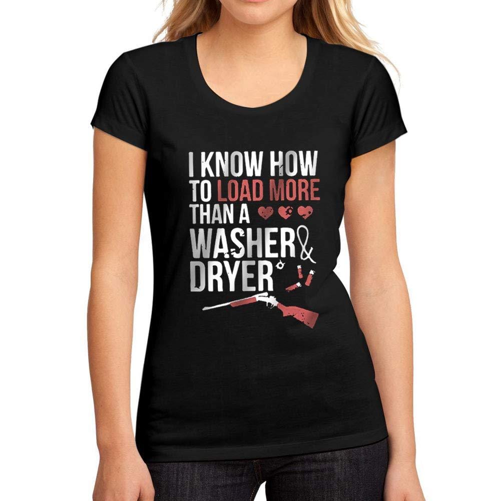 Ultrabasic Women's Graphic T-Shirt Cowgirl I Can Load More Than a Washer and Dryer Deep Black