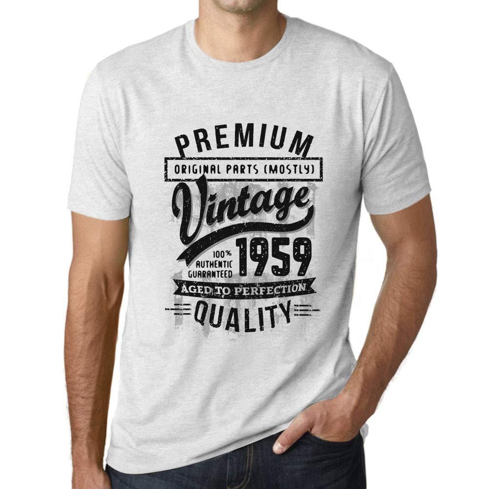 Ultrabasic - Homme Graphique 1959 Aged to Perfection T-Shirt - Cadeau d'anniversaire pour 60 Ans Blanc Chiné