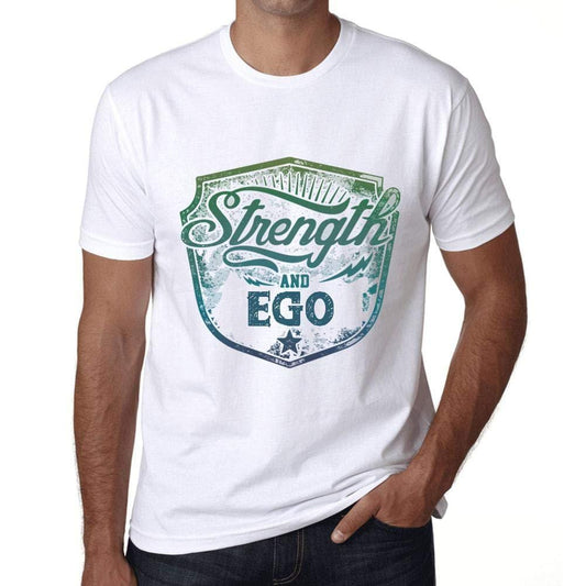 Homme T-Shirt Graphique Imprimé Vintage Tee Strength and Ego Blanc