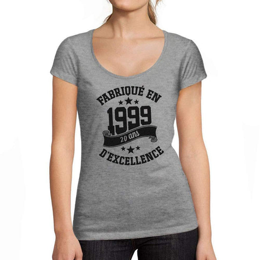 Ultrabasic - Tee-Shirt Femme col Rond Décolleté Fabriqué en 1999, 20 Ans d'être Génial T-Shirt Gris Chiné