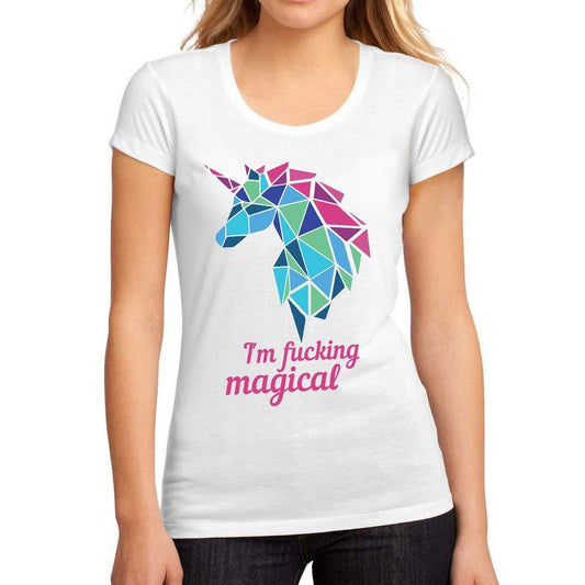 Femme Graphique Tee Shirt I'm F*cking Magical Unicorn Blanc