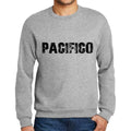 Ultrabasic Homme Imprimé Graphique Sweat-Shirt Popular Words Pacifico Gris Chiné