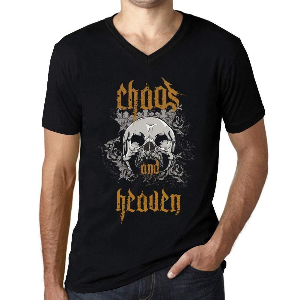 Ultrabasic - Homme Graphique Col V Tee Shirt Chaos and Heaven Noir Profond
