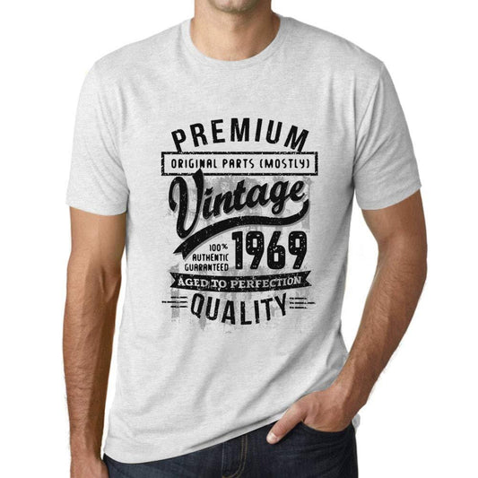 Ultrabasic - Homme Graphique 1969 Aged to Perfection T-Shirt - Cadeau d'anniversaire pour 50 Ans Blanc Chiné