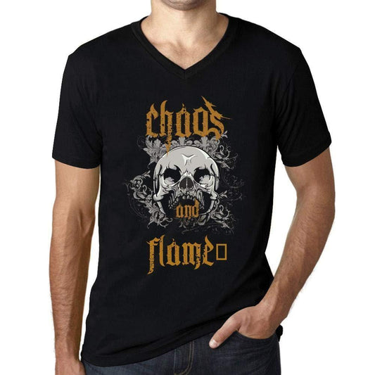 Ultrabasic - Homme Graphique Col V Tee Shirt Chaos and Flame† Noir Profond