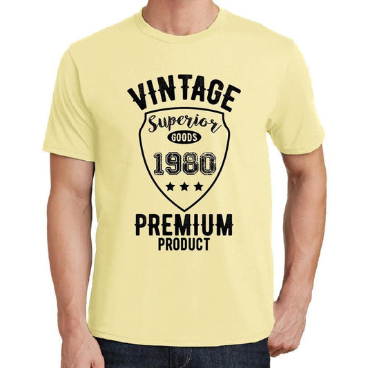 1980 Vintage Supérieur, t Shirt pour Homme, Jaune t Shirt, Tshirt Annee