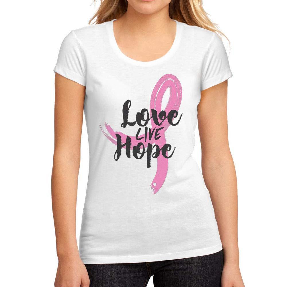 Femme Graphique Tee Shirt Fight Cancer Love Live Hope Blanc