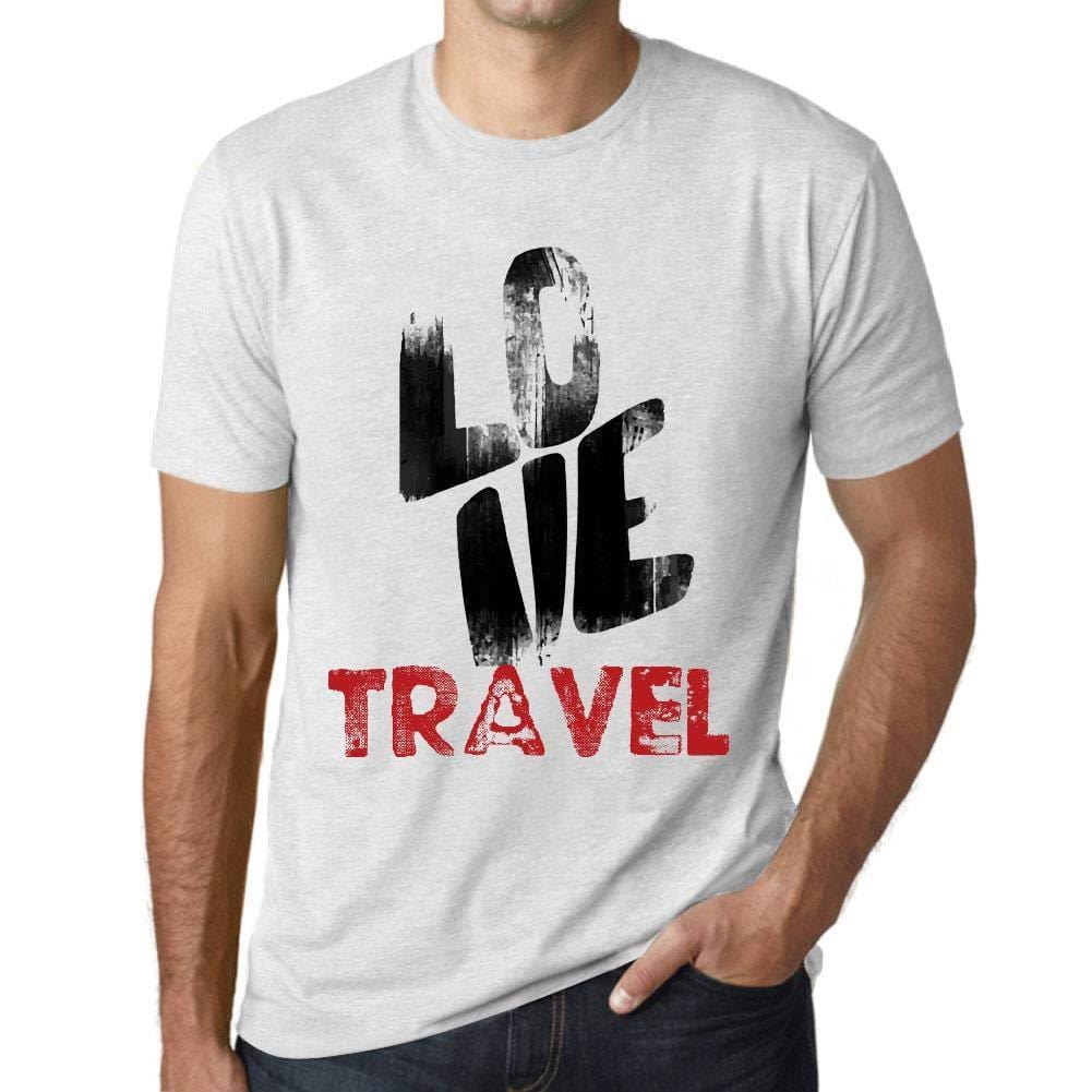 Ultrabasic - Homme T-Shirt Graphique Love Travel Blanc Chiné