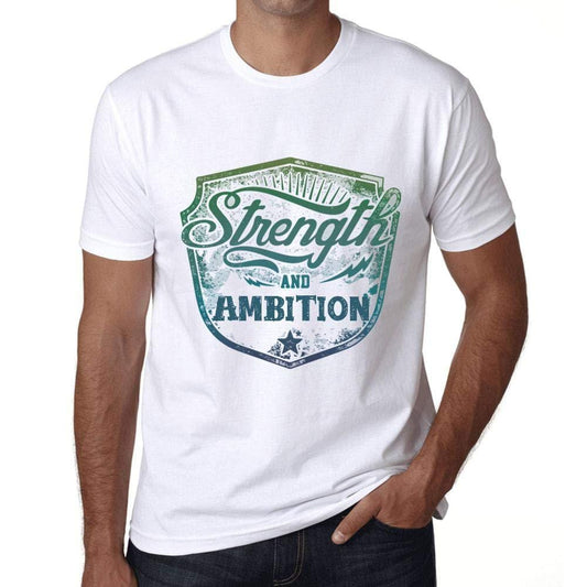 Homme T-Shirt Graphique Imprimé Vintage Tee Strength and Ambition Blanc