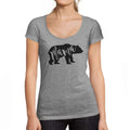 Tee-Shirt Femme col Rond Décolleté Mama Bear Gris Chiné