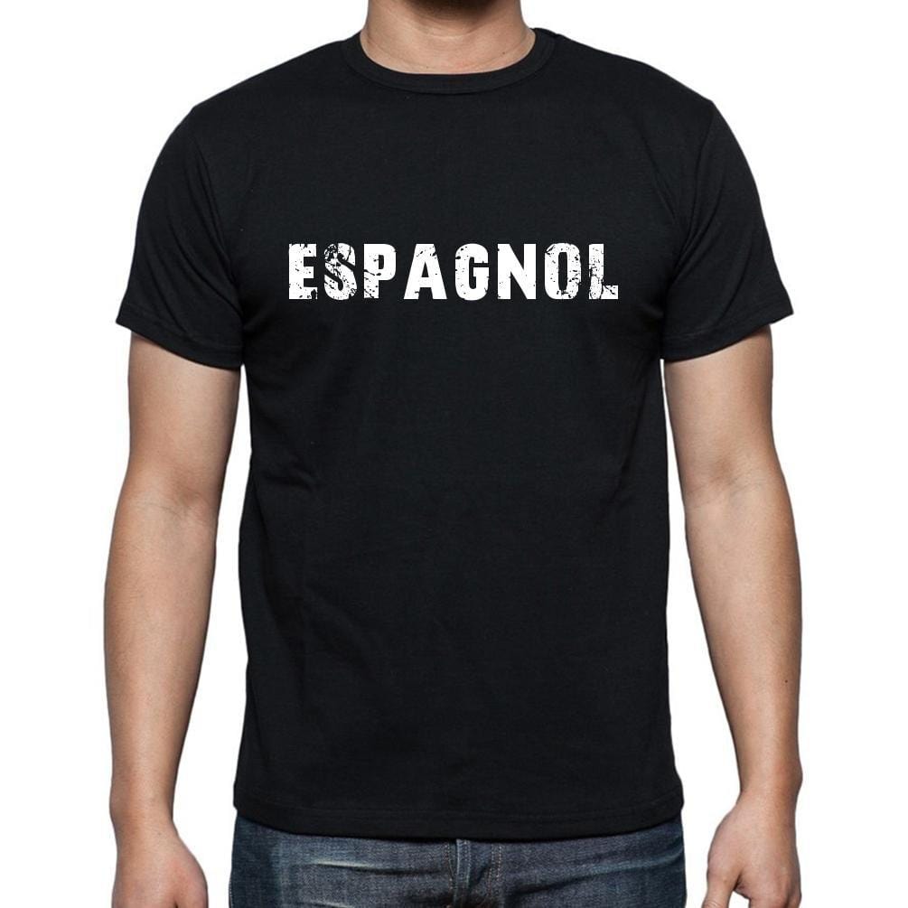 Espagnol, t-Shirt pour Homme, en Coton, col Rond, Noir