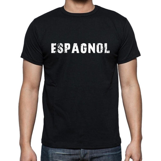Espagnol, t-Shirt pour Homme, en Coton, col Rond, Noir