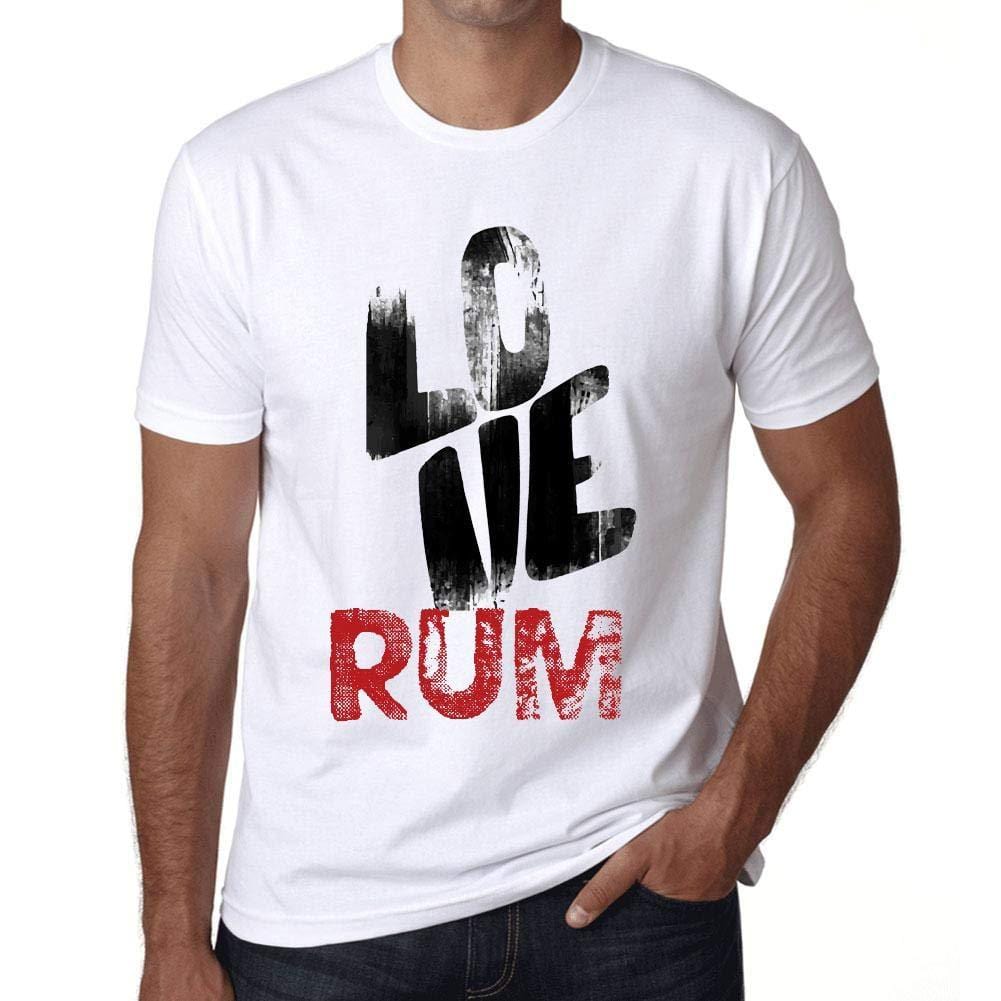 Ultrabasic - Homme T-Shirt Graphique Love Rum† Blanc