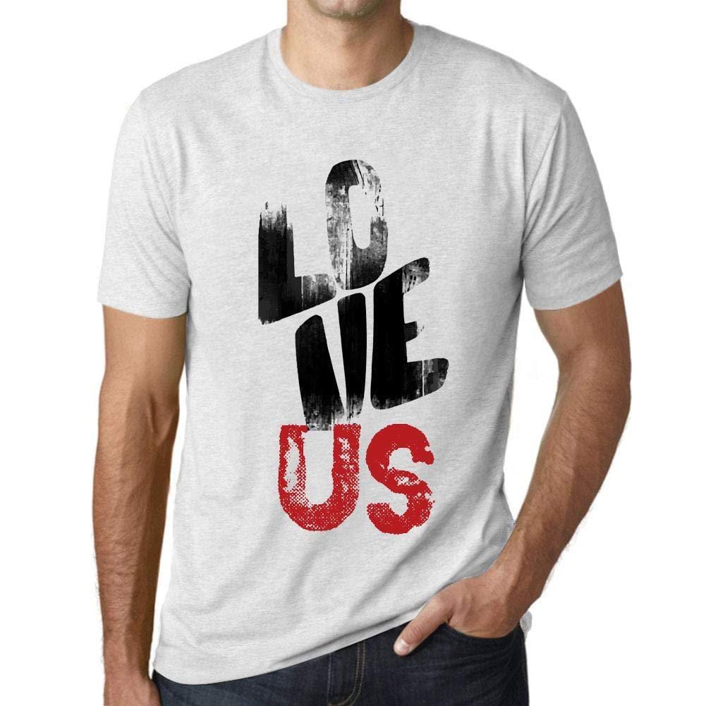 Ultrabasic - Homme T-Shirt Graphique Love US Blanc Chiné
