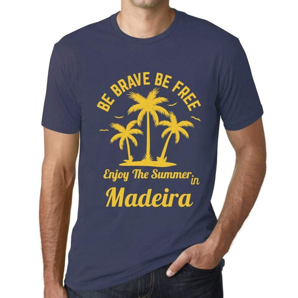 Homme T Shirt Graphique Imprimé Vintage Tee be Brave & Free Enjoy The Summer Madeira Denim