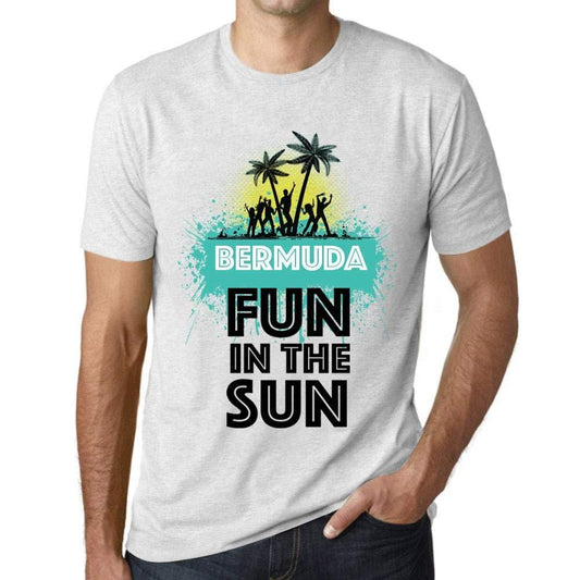 Herren T-Shirt Graphique Imprimé Vintage Tee Summer Dance Bermuda Blanc Chiné