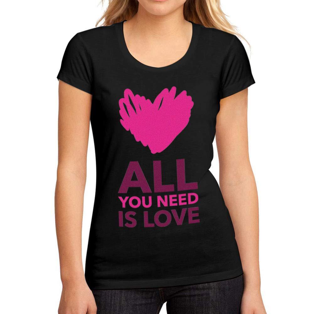 Femme Graphique Tee Shirt All You Need is Love Noir Profond
