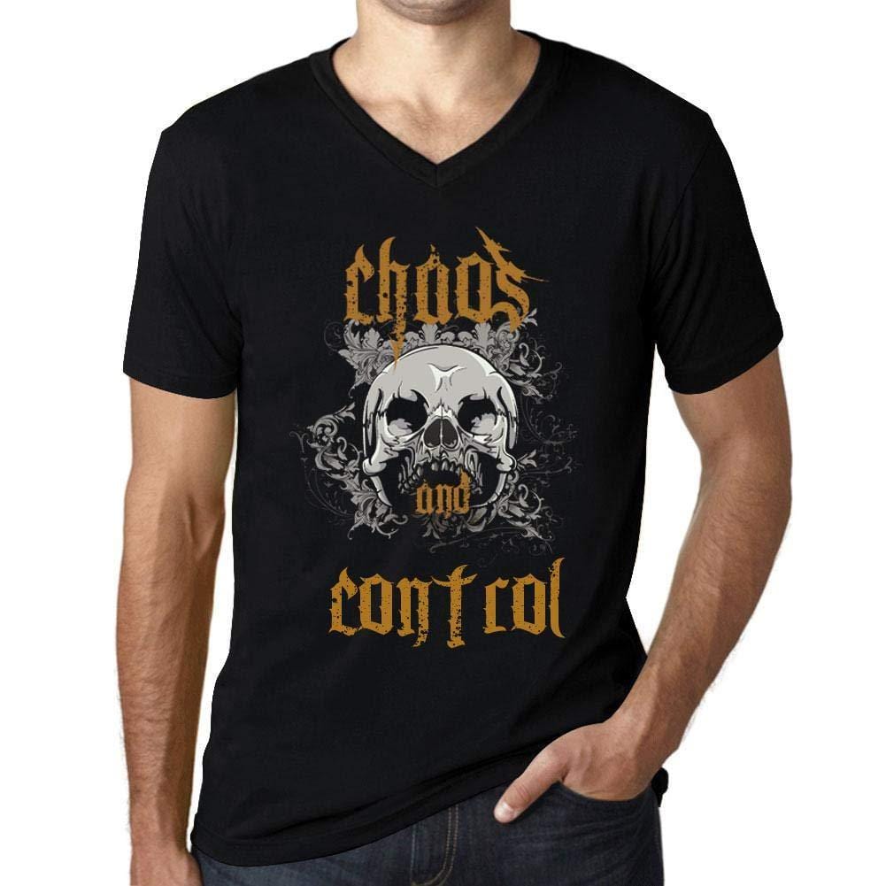 Ultrabasic - Homme Graphique Col V Tee Shirt Chaos and Control Noir Profond