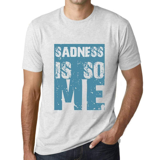 Homme T-Shirt Graphique Sadness is So Me Blanc Chiné