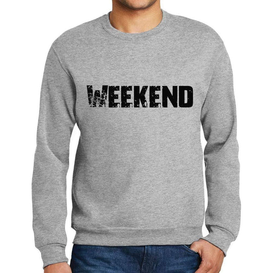 Ultrabasic Homme Imprimé Graphique Sweat-Shirt Popular Words Weekend Gris Chiné