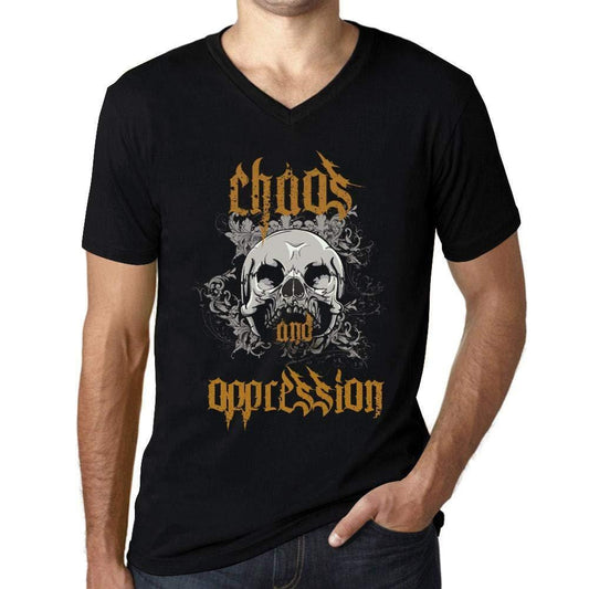 Ultrabasic - Homme Graphique Col V Tee Shirt Chaos and Oppression Noir Profond