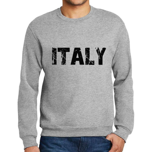 Ultrabasic Homme Imprimé Graphique Sweat-Shirt Popular Words Italy Gris Chiné