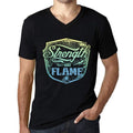 Homme T Shirt Graphique Imprimé Vintage Col V Tee Strength and Flame Noir Profond
