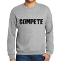 Ultrabasic Homme Imprimé Graphique Sweat-Shirt Popular Words Compete Gris Chiné