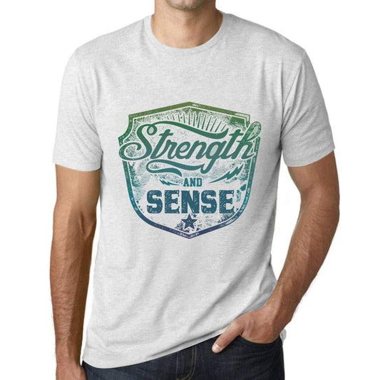 Homme T-Shirt Graphique Imprimé Vintage Tee Strength and Sense Blanc Chiné