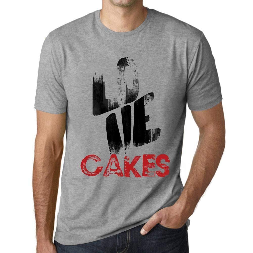 Ultrabasic - Homme T-Shirt Graphique Love Cakes Gris Chiné