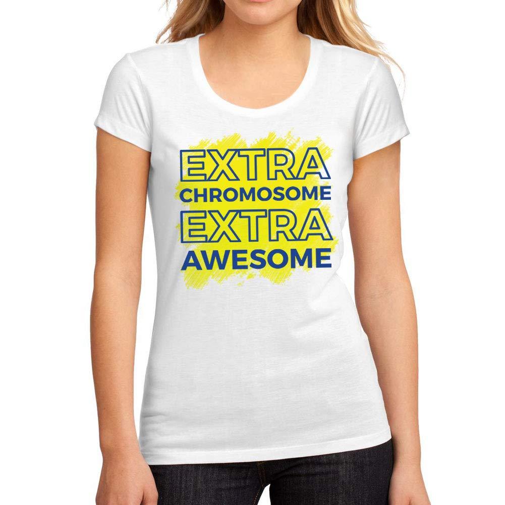 T-Shirt Graphique Femme Syndrome de Down Extra Chromosome Extra Awesome <span>Blanc</span>