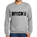 Ultrabasic Homme Imprimé Graphique Sweat-Shirt Popular Words Bricks Gris Chiné