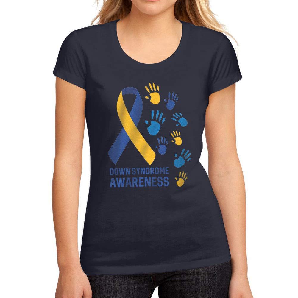 Ultrabasic Women's Graphic T-Shirt Down Syndrome Awareness French Navy