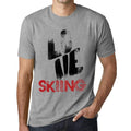 Ultrabasic - Homme T-Shirt Graphique Love Skiing Gris Chiné