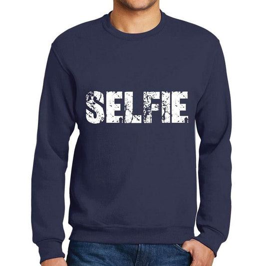 Ultrabasic Homme Imprimé Graphique Sweat-Shirt Popular Words Selfie French Marine