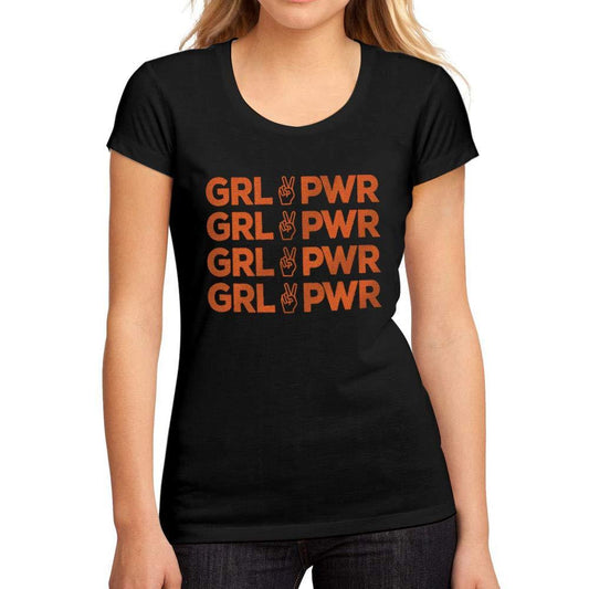 Femme Graphique Tee Shirt Girl Power Peace Noir Profond