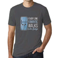Ultrabasic - Homme Graphique J'apprécie de Longues Promenades Romantiques au Réfrigérateur T-Shirt Imprimé Lettres Gris Souris