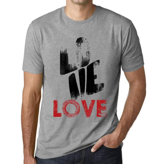 Ultrabasic - Homme T-Shirt Graphique Love Love Gris Chiné