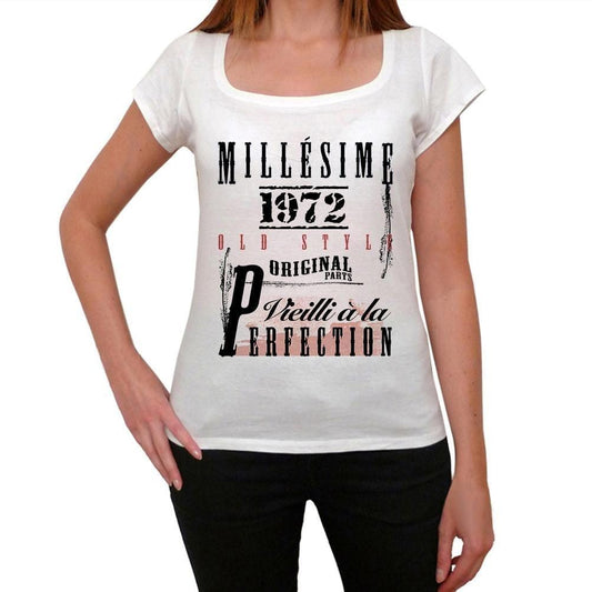 1972, T-shirt femme, manches courtes, cadeaux,anniversaire, blanc