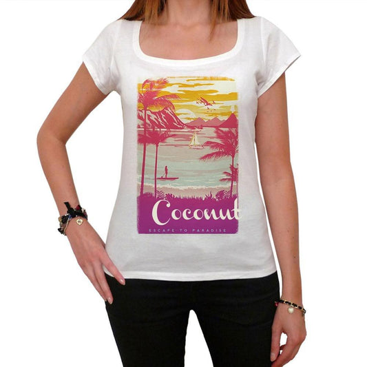 Coconut, Escape to Paradise, Tshirt Femme, t Shirt été Femme, Plage Tshirt