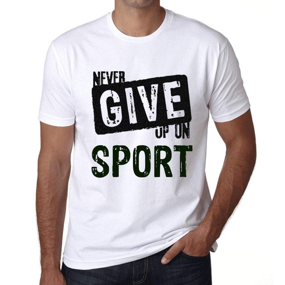 Homme T-Shirt Graphique Never Give Up on Sport Blanc