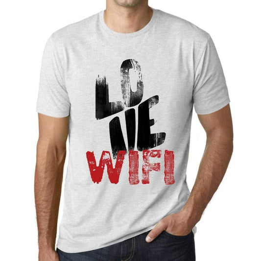 Ultrabasic - Homme T-Shirt Graphique Love WiFi Blanc Chiné